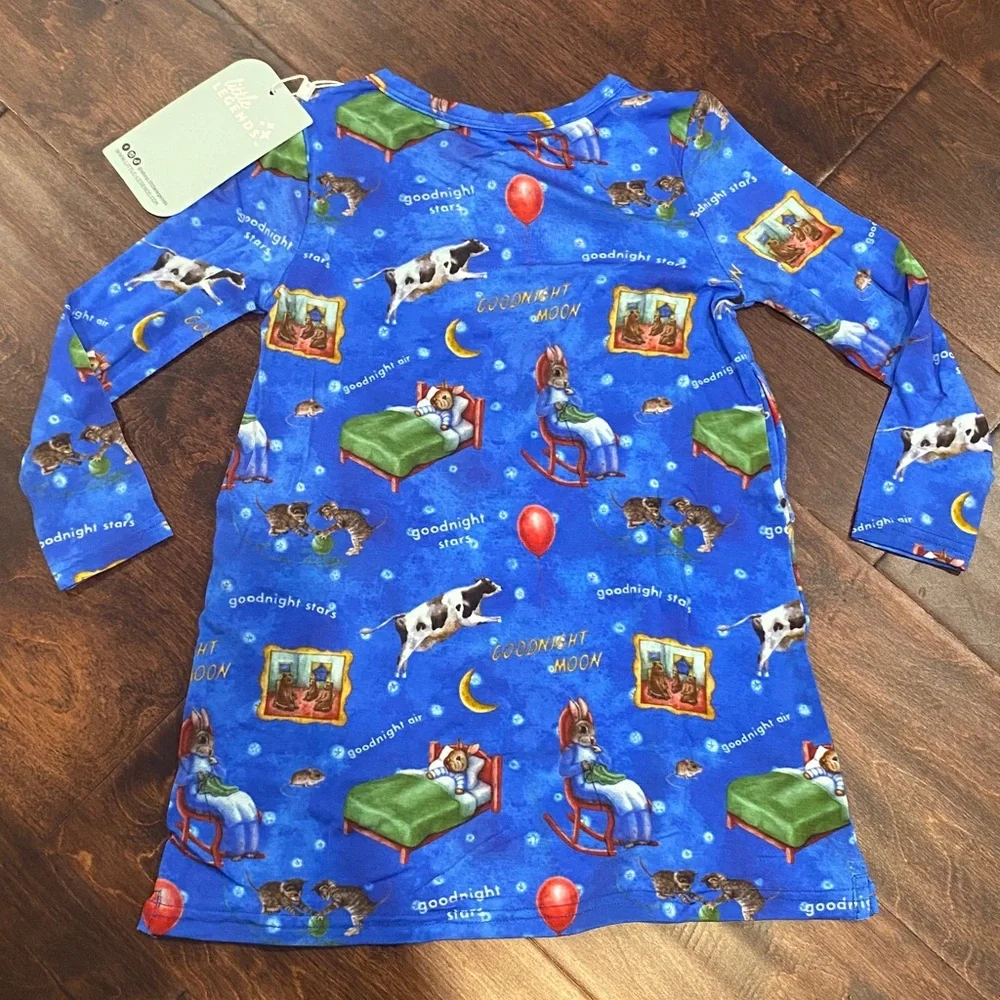 Little Legends Modal Blue Goodnight Moon Lounge Dress Nightgown 2T NWT - Picture 6 of 8